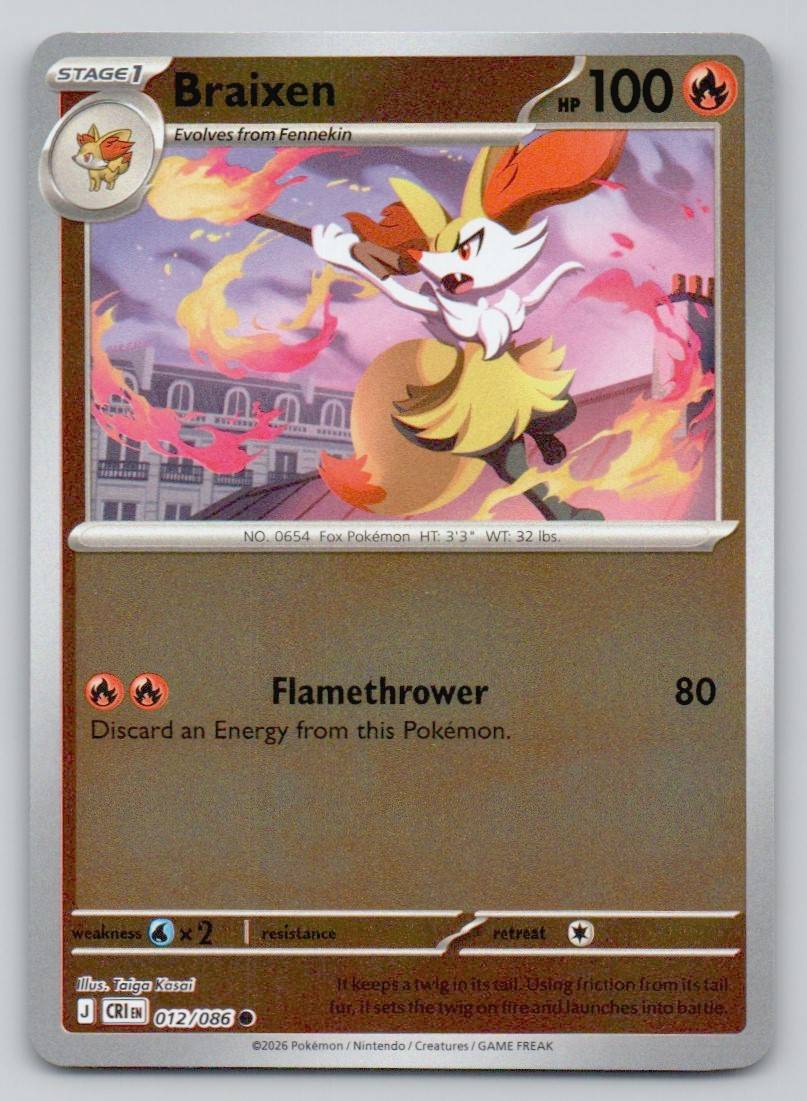 Braixen 012 REV Card - ME04: Chaos Rising