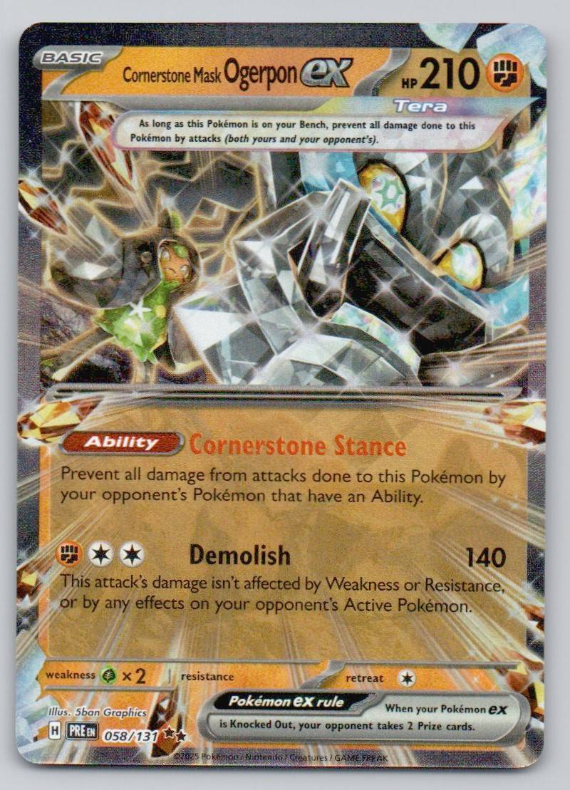 Cornerstone Mask Ogerpon ex 058 HOL Card - Prismatic Evolutions