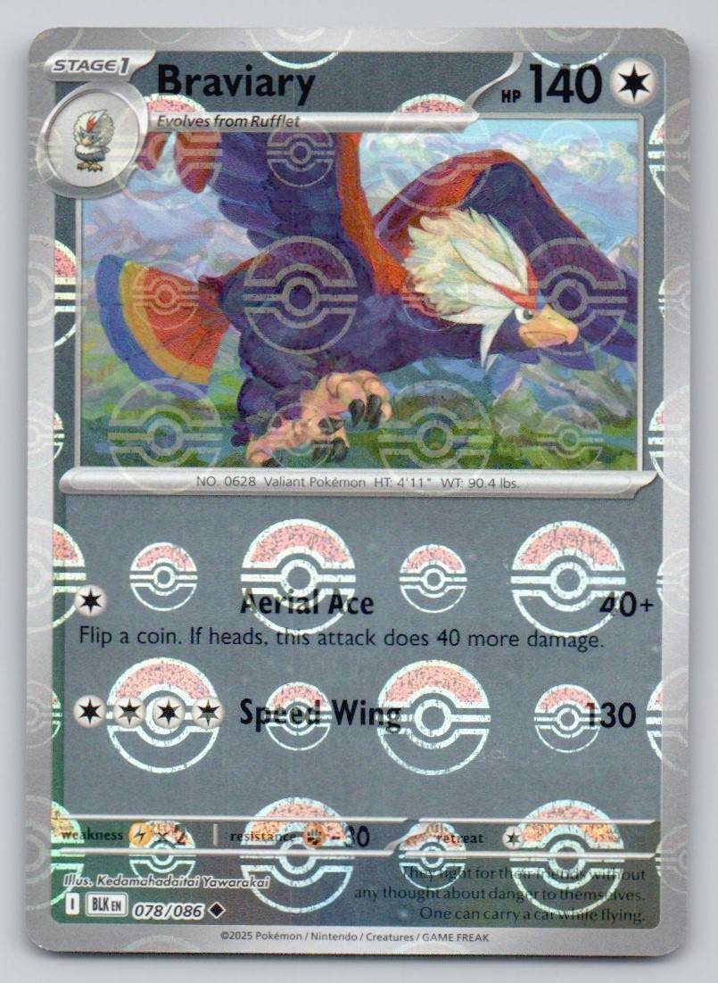 Braviary (Poke Ball Pattern) 078 HOL Card - Black Bolt