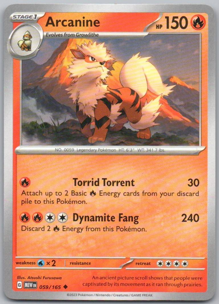 Arcanine 059 Normal Fire Card - 151
