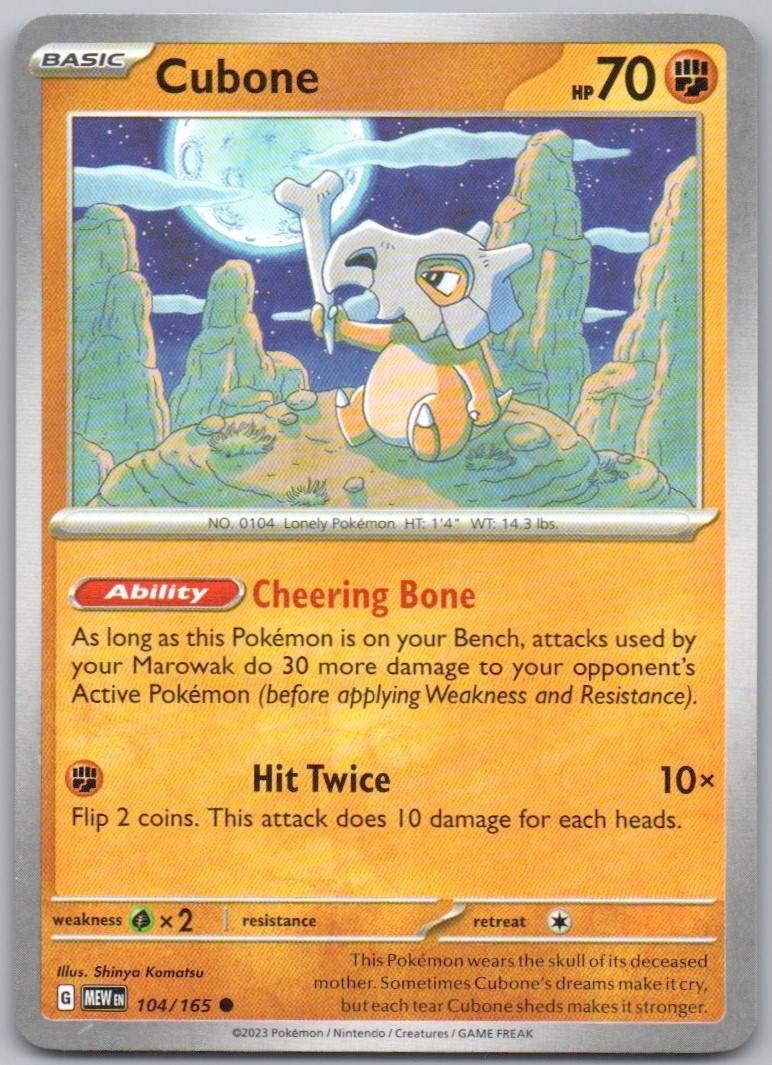 Cubone 104 Normal Fighting Card - 151
