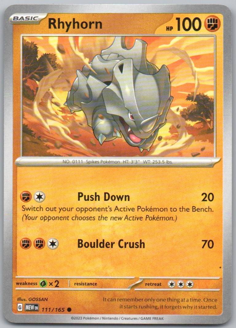 Rhyhorn 111 Normal Fighting Card - 151