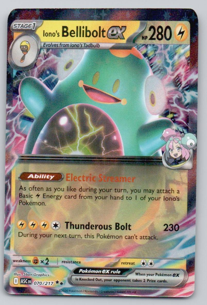 Iono's Bellibolt ex 070 NOR Card - Ascended Heroes