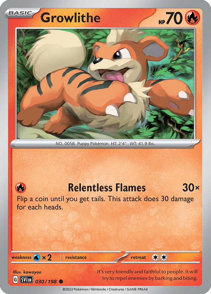 Growlithe 030 Normal Fire Card - Scarlet & Violet