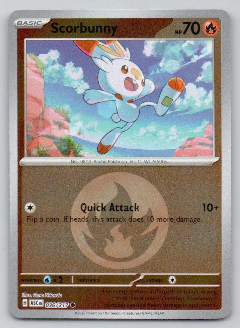 Scorbunny (Energy Symbol Pattern) 036 HOL Card - Ascended Heroes
