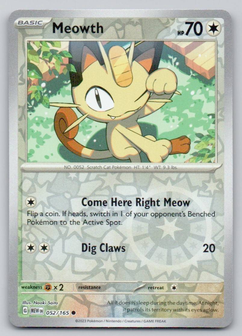 Meowth 052 REV Card - 151