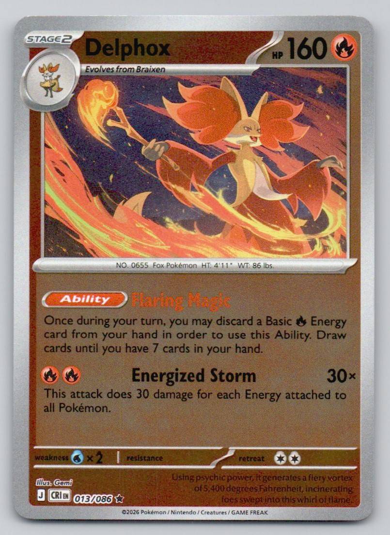 Delphox 013 HOL Card - ME04: Chaos Rising