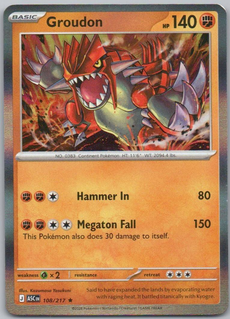 Groudon 108 NOR Card - Ascended Heroes