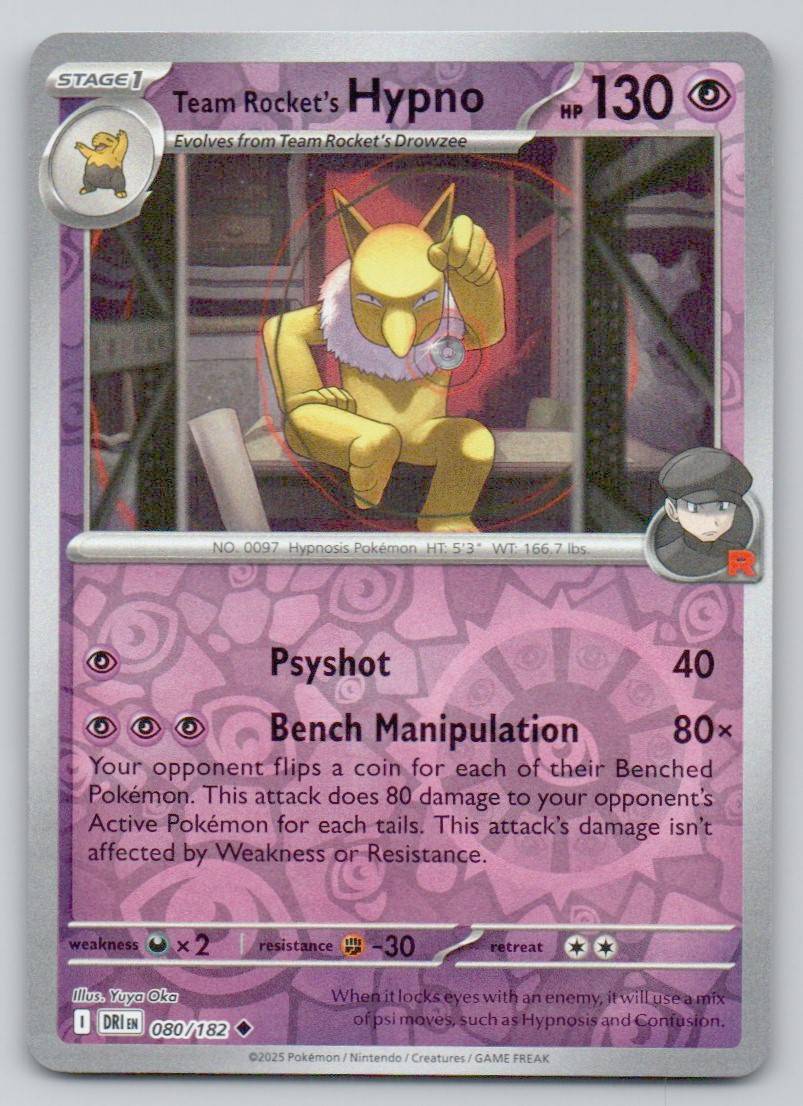 Team Rocket's Hypno 080 REV Card - Destined Rivals