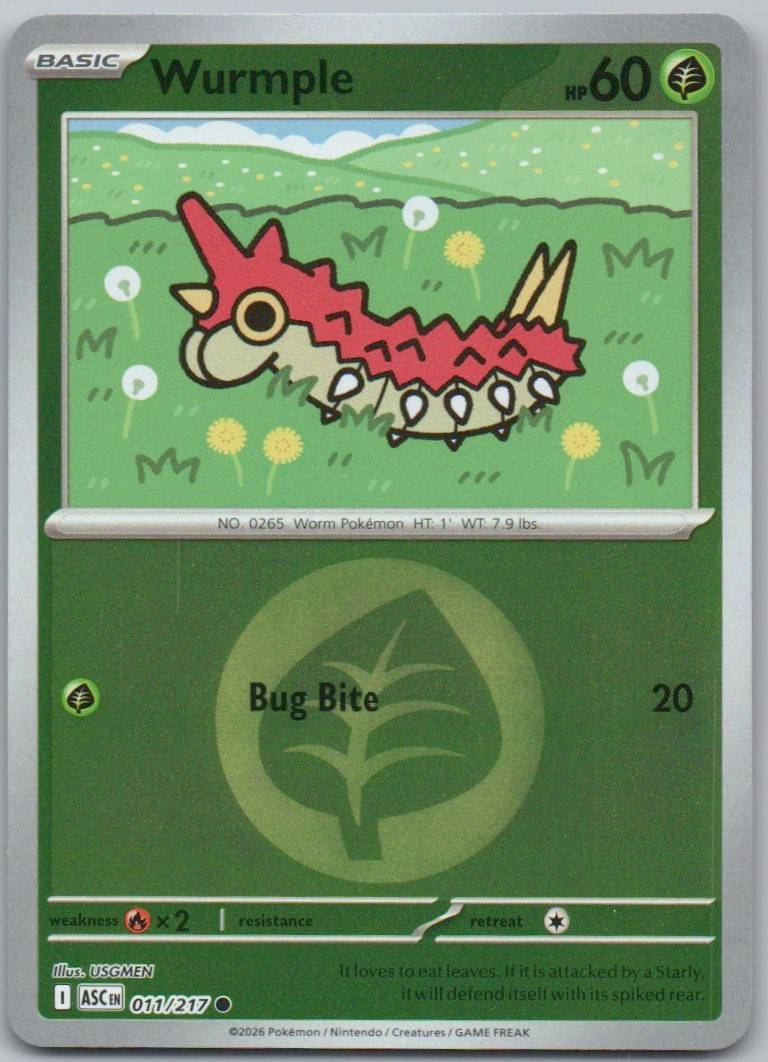 Wurmple 011 Energy Holo Grass Card - Ascended Heroes