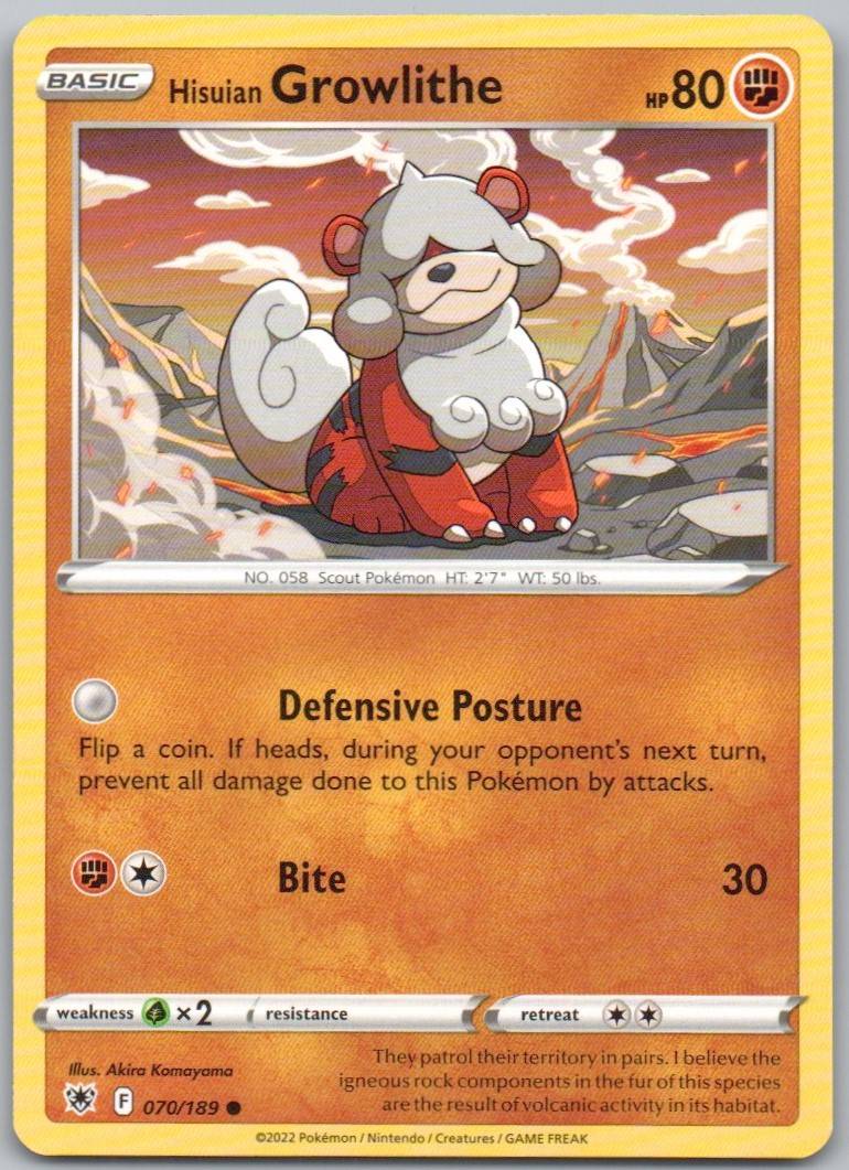 Hisuian Growlithe 070 Normal Fighting Card - Astral Radiance