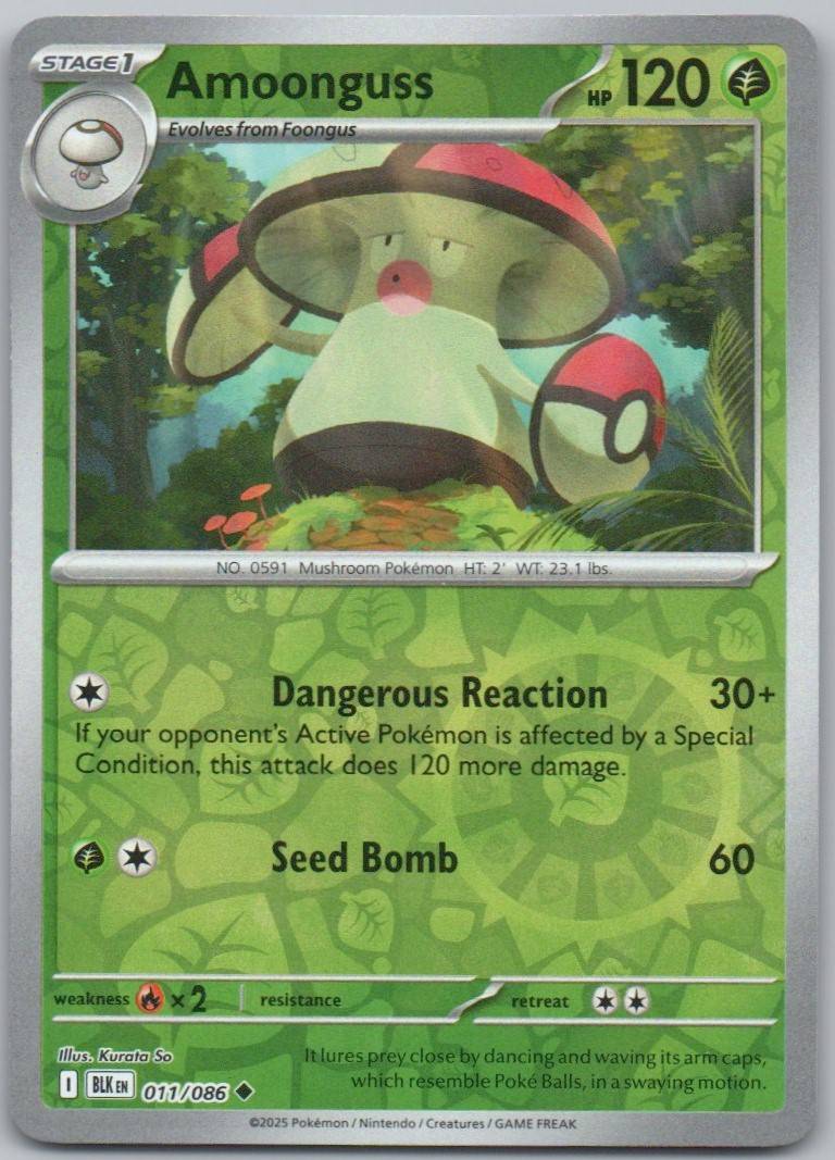 Amoongus 011 Reverse Holo Grass Card - Black Bolt