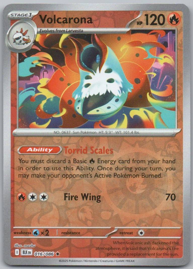 Volcarona 016 Reverse Holo Fire Card - Black Bolt