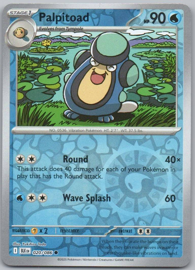 Palpitoad 020 Reverse Holo Water Card - Black Bolt