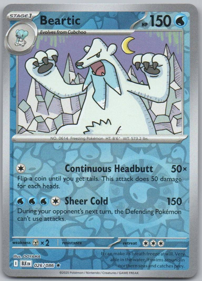 Beartic 026 Reverse Holo Water Card - Black Bolt