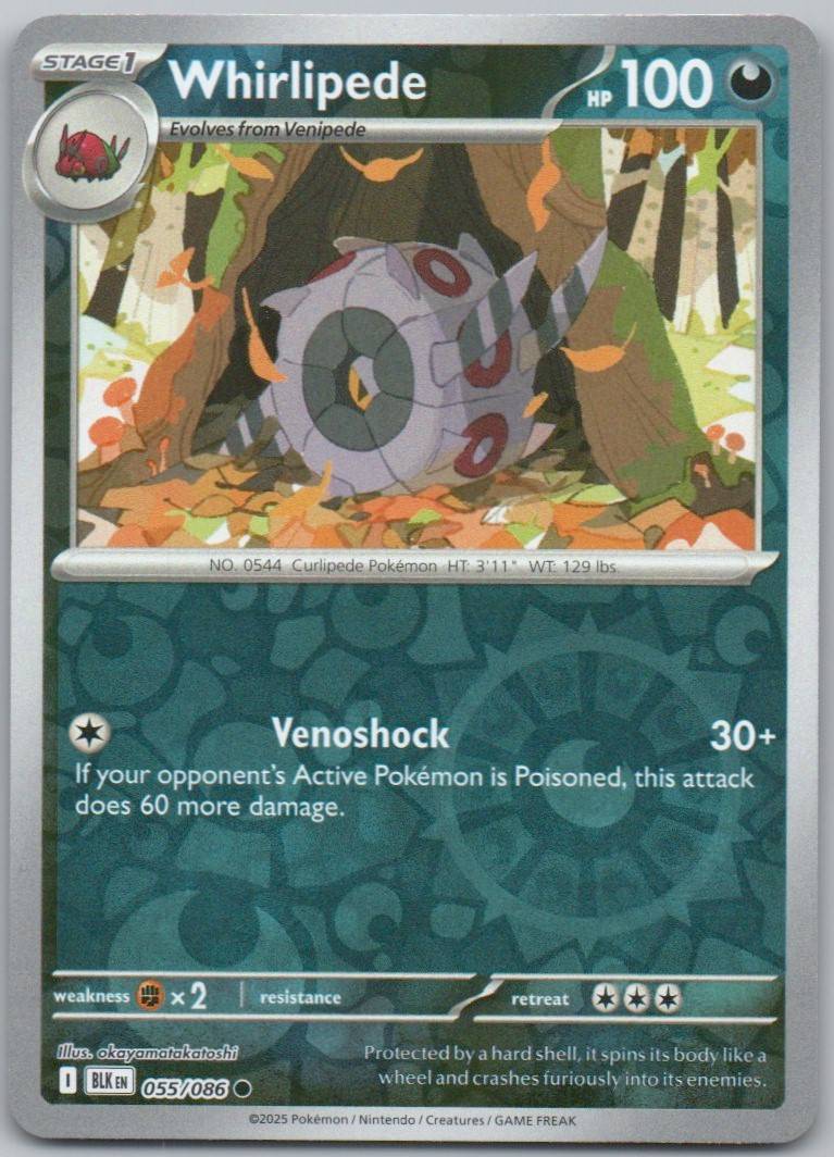Whirlipede 055 Reverse Holo Darkness Card - Black Bolt