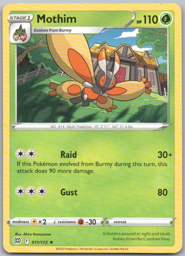 Mothim 011 Normal Grass Card - Brilliant Stars