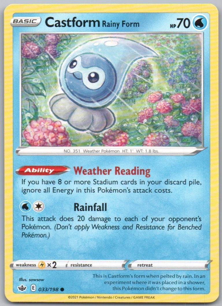 Castform Rainy Form 033 Normal Water Card - Chilling Reign