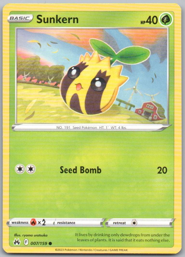 Sunkern 007 Normal Grass Card - Crown Zenith