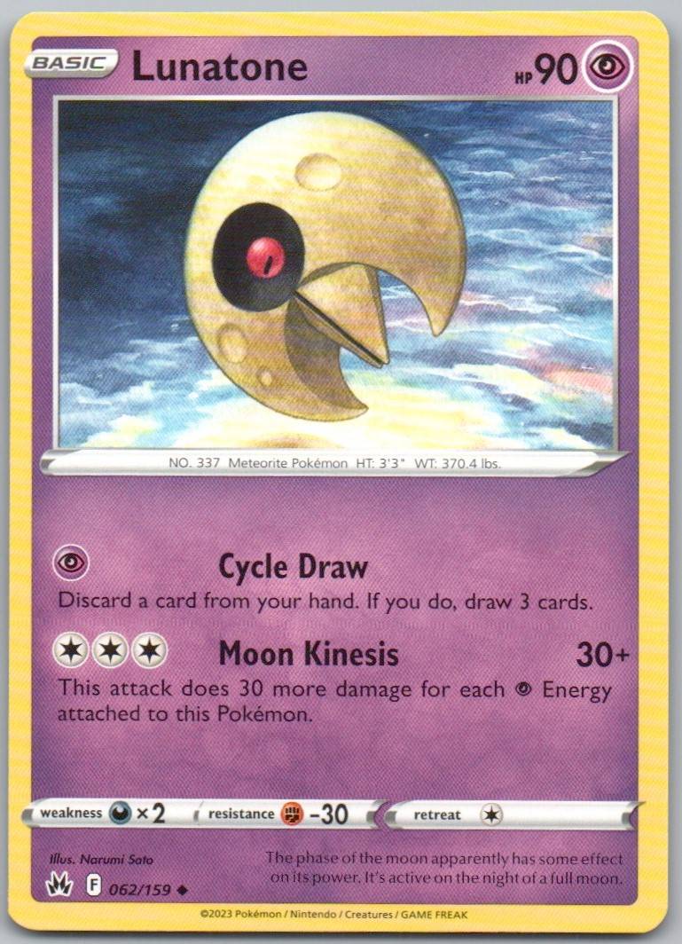 Lunatone 062 Normal Psychic Card - Crown Zenith