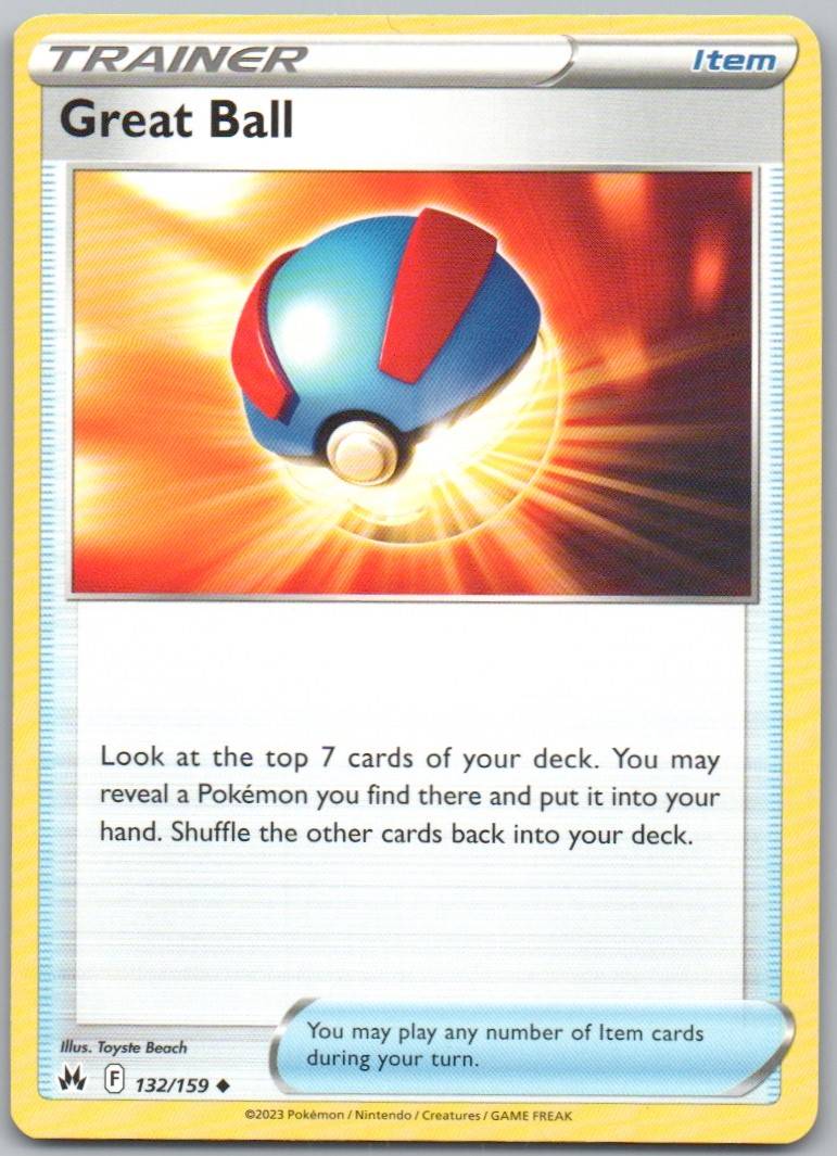 Great Ball 132 Normal Trainer Card - Crown Zenith