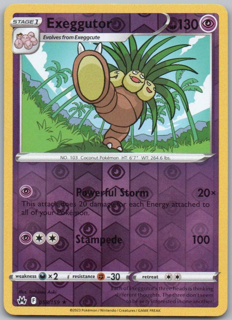 Exeggutor 058 Reverse Holo Psychic Card - Crown Zenith