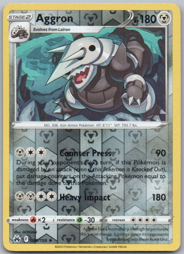 Aggron 089 Reverse Holo Steel Card - Crown Zenith
