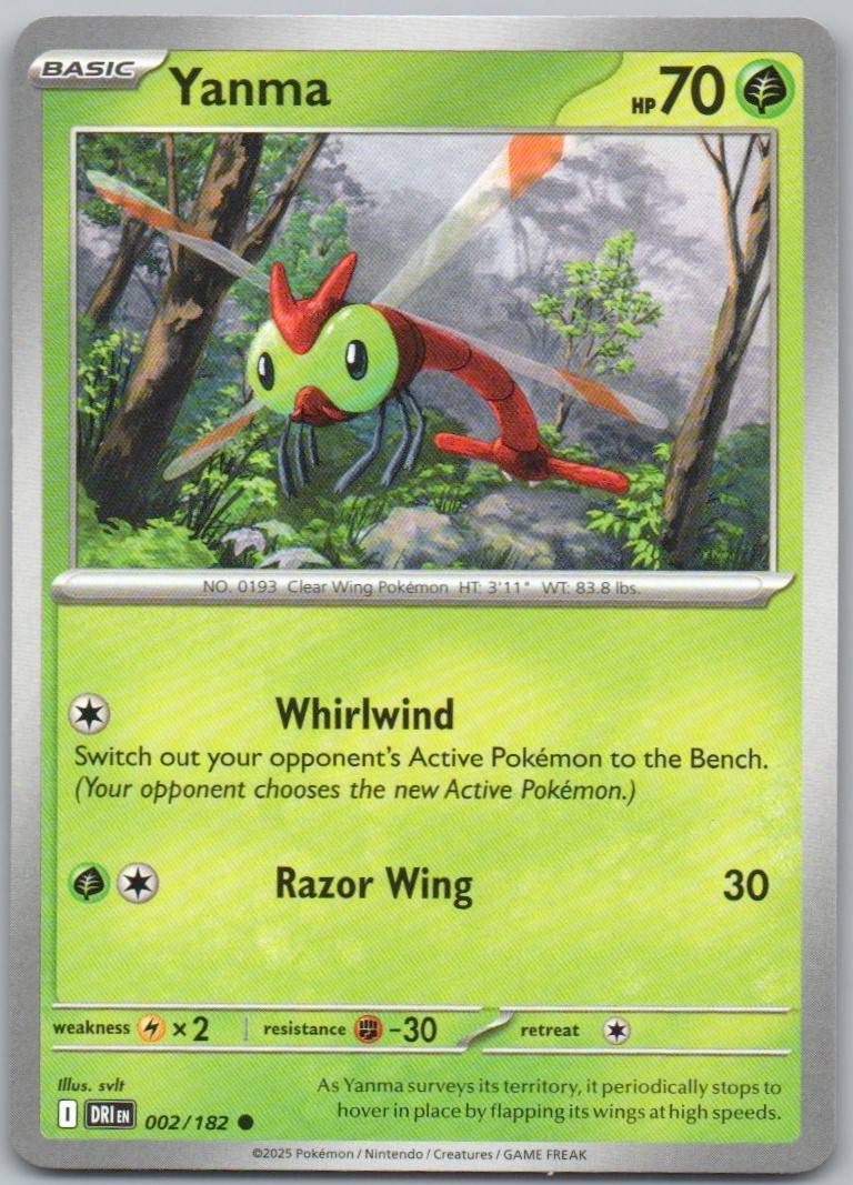 Yanma 002 Reverse Holo Grass Card - Destined Rivals