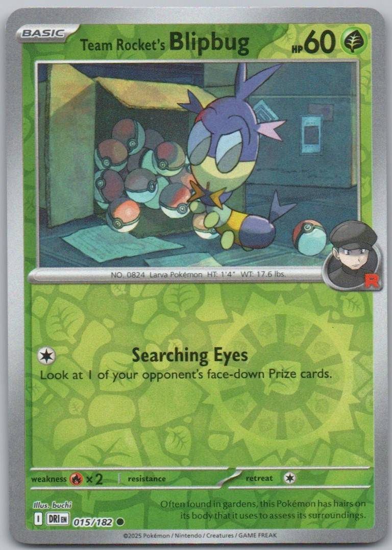Team Rocket's Blipbug 015 Reverse Holo Grass Card - Destined Rivals