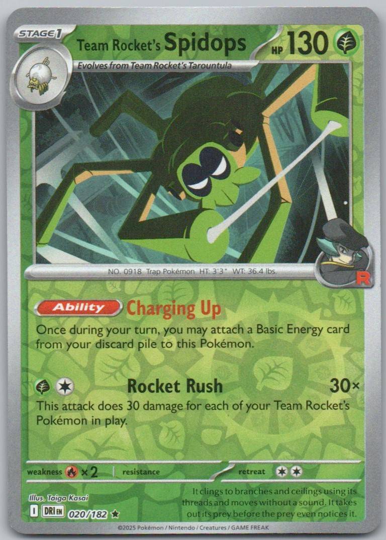Team Rocket's Spidops 020 Reverse Holo Grass Card - Destined Rivals