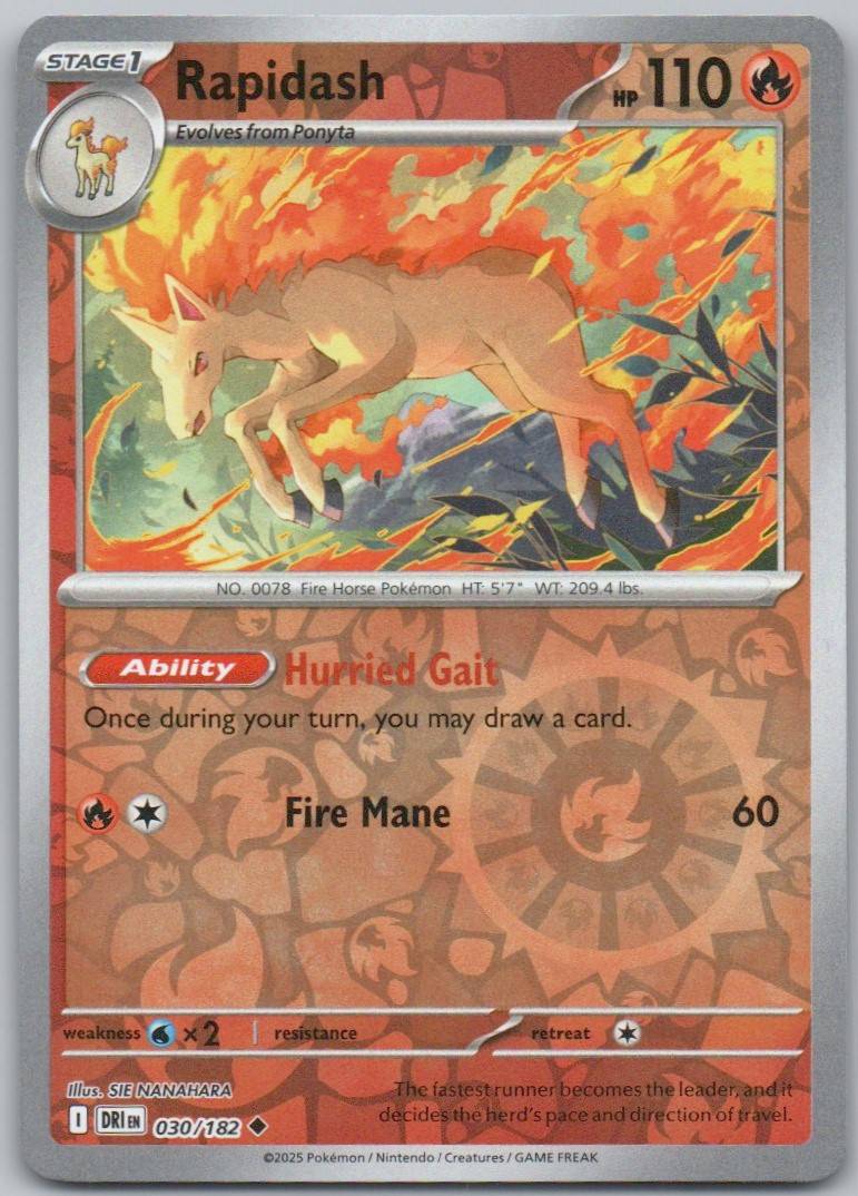 Rapidash 030 Reverse Holo Fire Card - Destined Rivals
