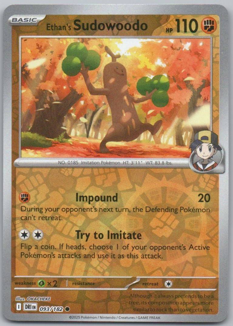 Ethan's Sudowoodo 093 Reverse Holo Fighting Card - Destined Rivals