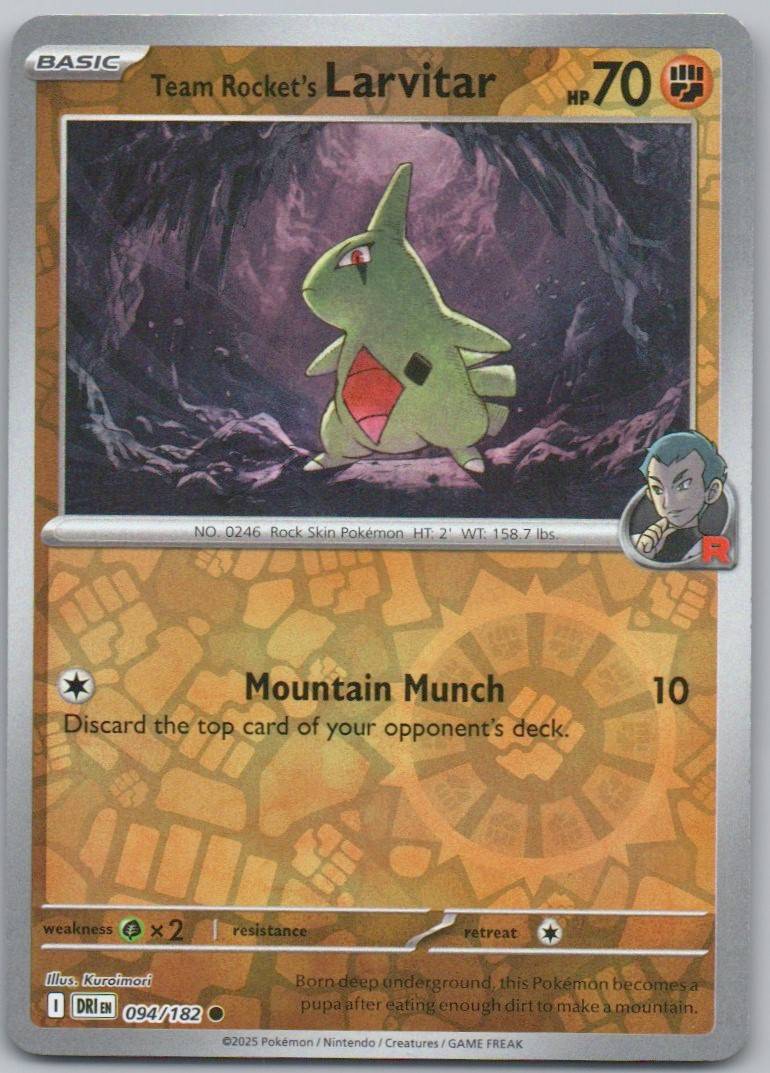 Team Rocket's Larvitar 094 Reverse Holo Fighting Card - Destined Rivals