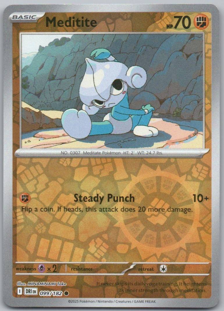 Meditite 099 Reverse Holo Fighting Card - Destined Rivals
