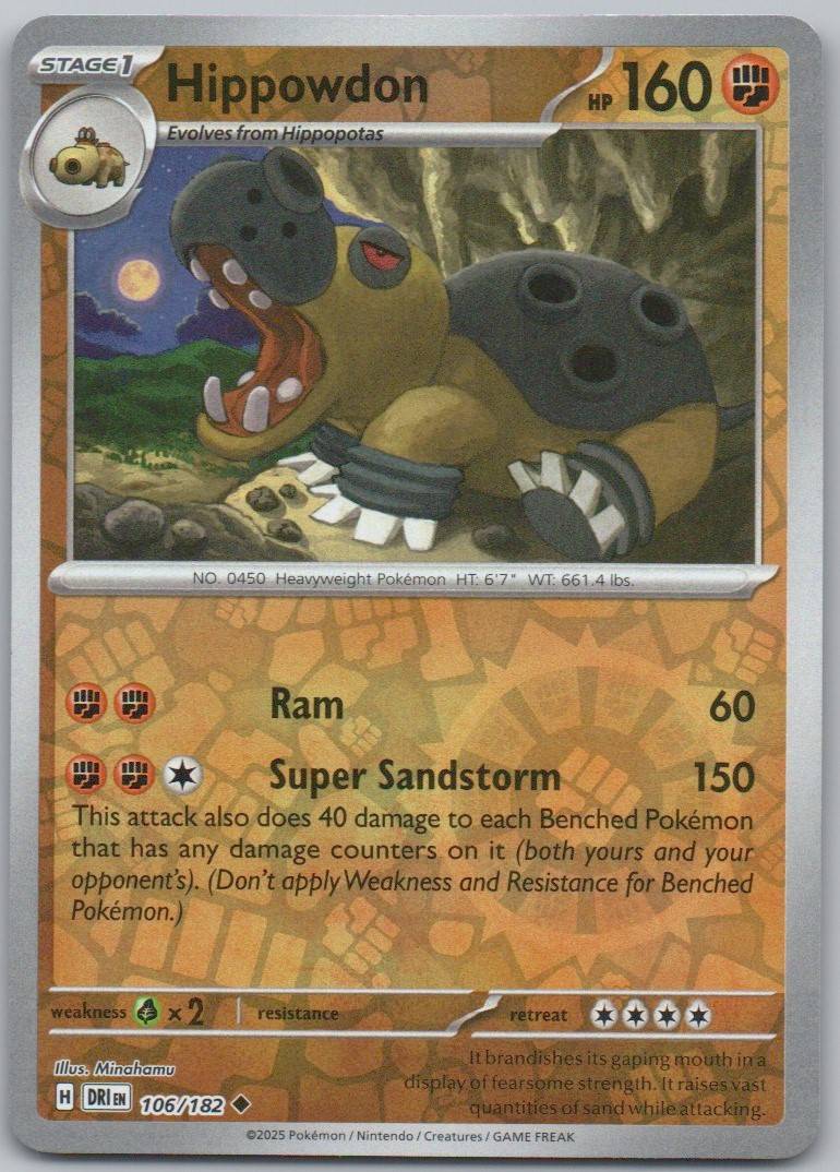 Hippowdon 106 Reverse Holo Fighting Card - Destined Rivals