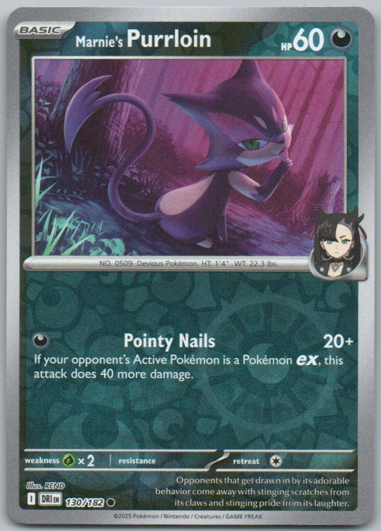 Marnie's Purrloin 130 Reverse Holo Darkness Card - Destined Rivals