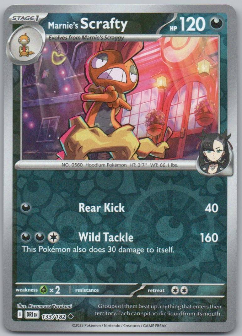 Marnie's Scrafty 133 Reverse Holo Darkness Card - Destined Rivals