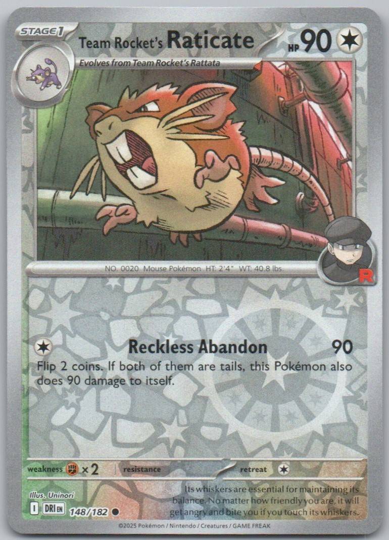 Team Rocket's Raticate 148 Reverse Holo Colorless Card - Destined Rivals