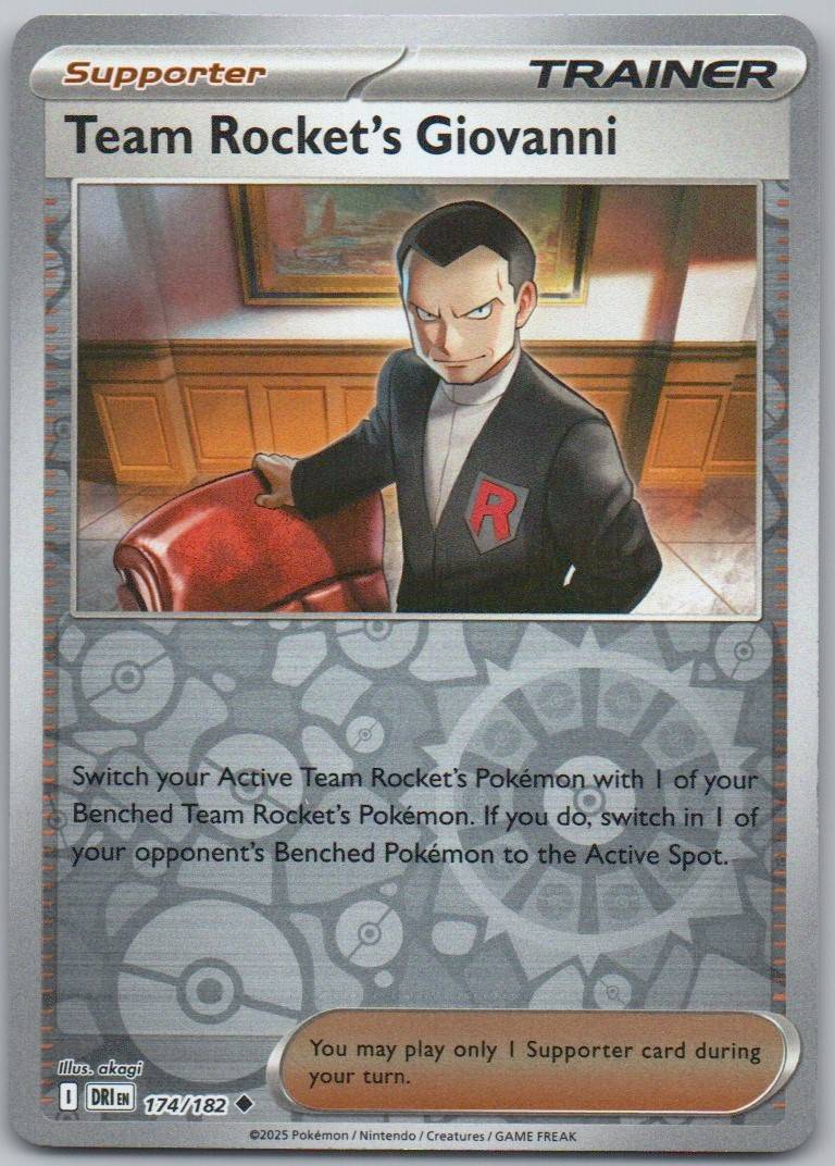 Team Rocket's Giovanni 174 Reverse Holo Trainer Card - Destined Rivals