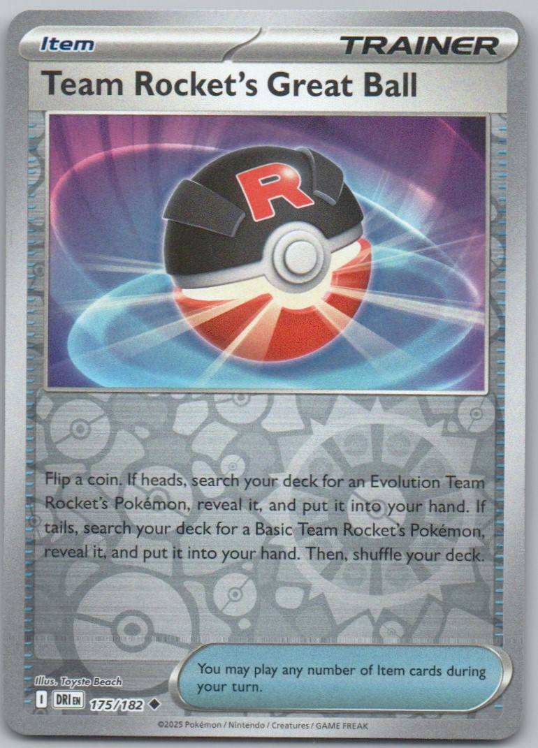 Team Rocket's Great Ball 175 Reverse Holo Trainer Card - Destined Rivals