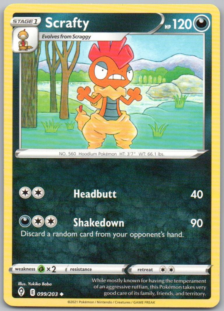 Scrafty 099 Normal Darkness Card - Evolving Skies
