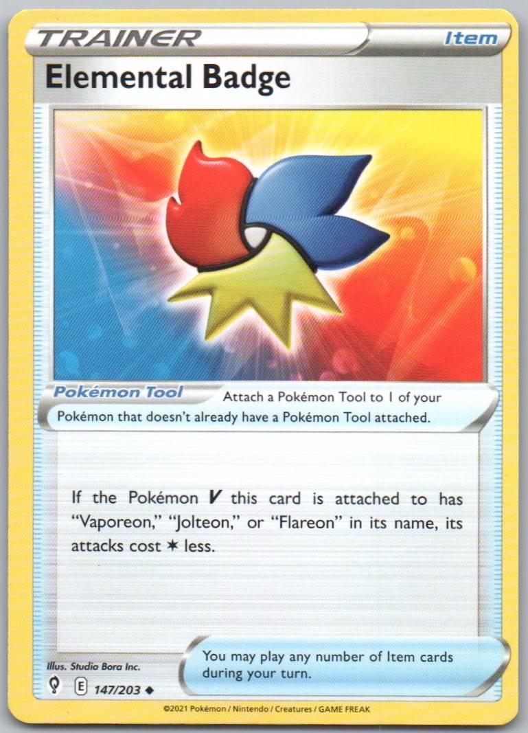 Elemental Badge 147 Normal Trainer Card - Evolving Skies