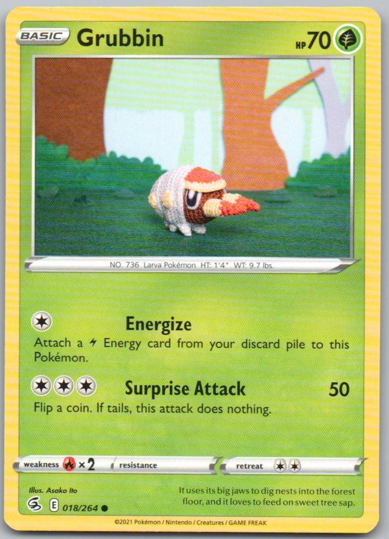 Grubbin 018 Normal Grass Card - Fusion Strike