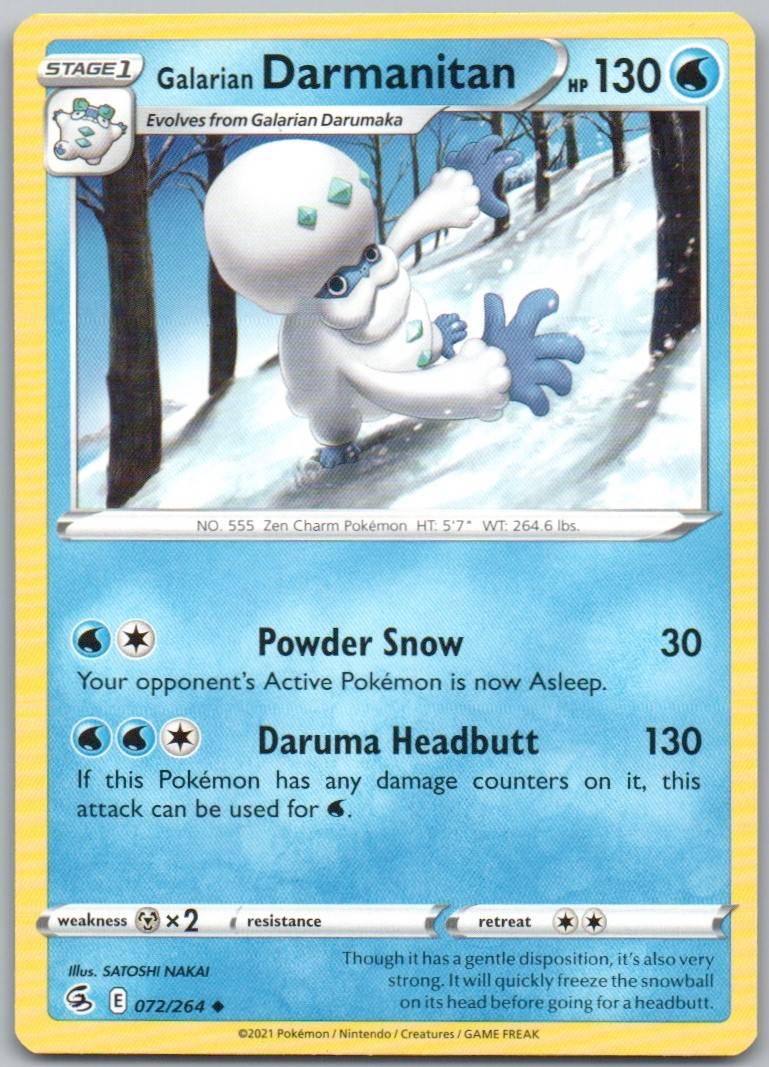 Galarian Darmanitan 072 Normal Water Card - Fusion Strike
