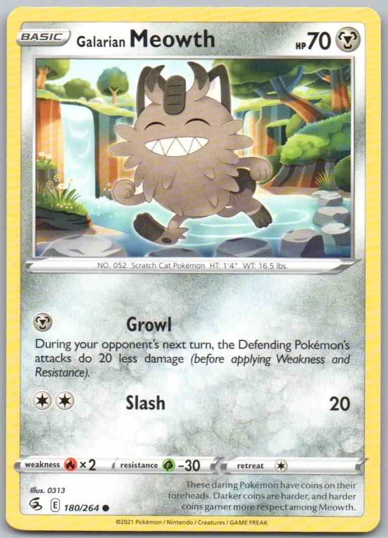 Galarian Meowth 180 Normal Steel Card - Fusion Strike