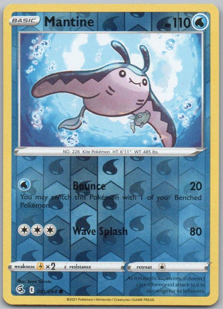 Mantine 061 Reverse Holo Water Card - Fusion Strike