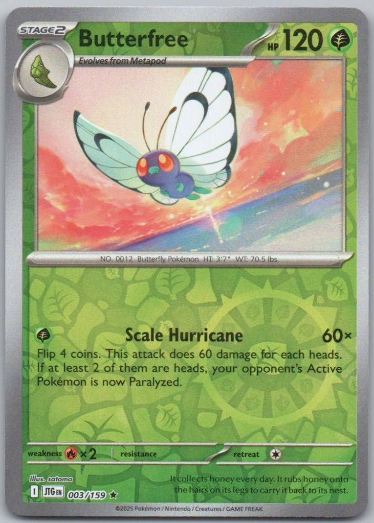 Butterfree 003 Reverse Holo Grass Card - Journey Together