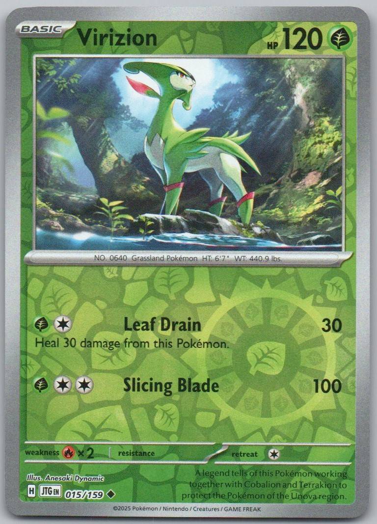 Virizion 015 Reverse Holo Grass Card - Journey Together