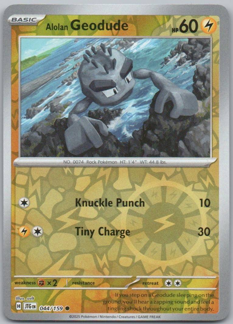 Alolan Geodude 044 Reverse Holo Lightning Card - Journey Together