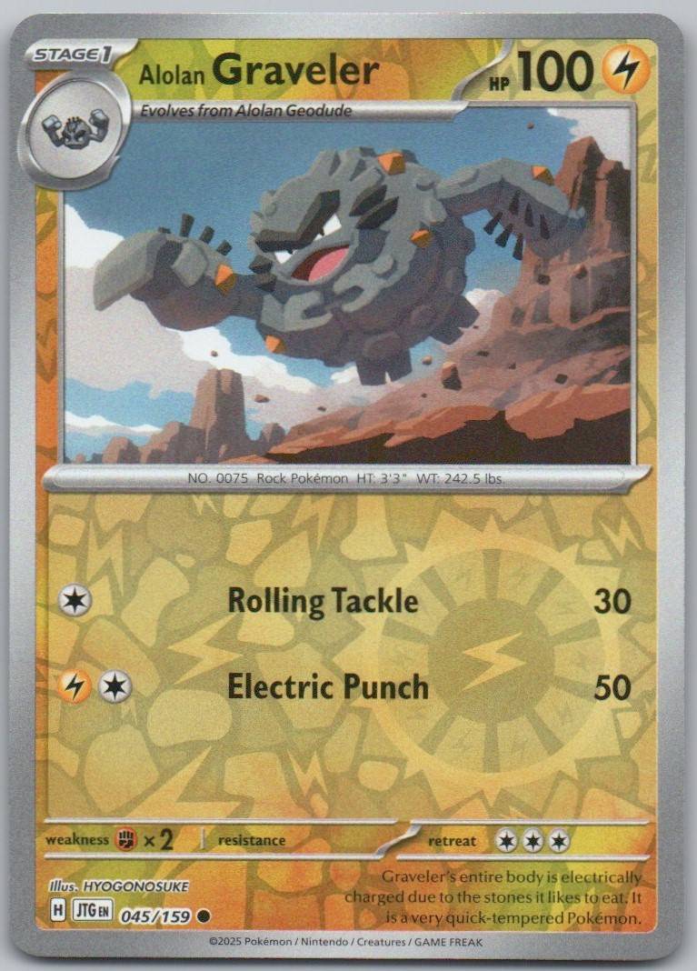 Alolan Graveler 045 Reverse Holo Lightning Card - Journey Together